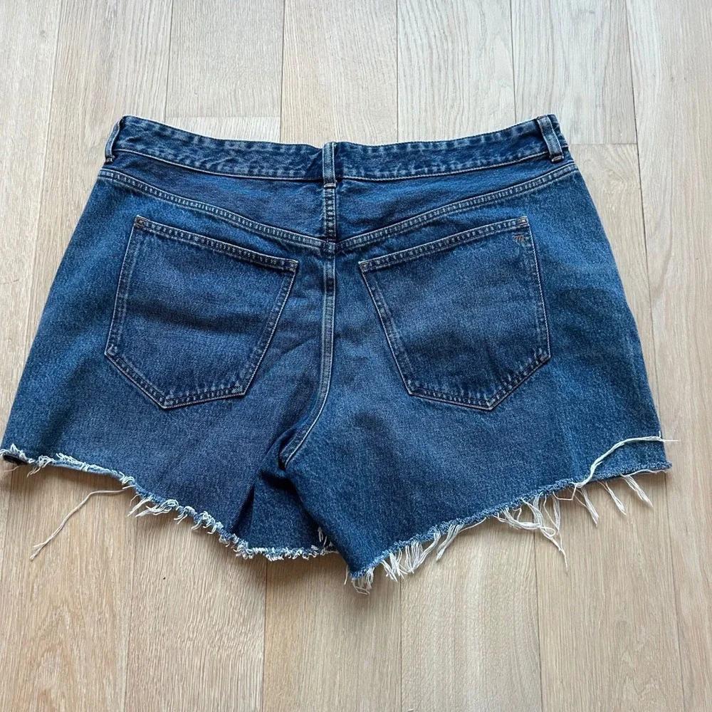 Madewell Brynn Long Short 16W‎ Blue Denim Button Fly Raw Hem High Rise Western